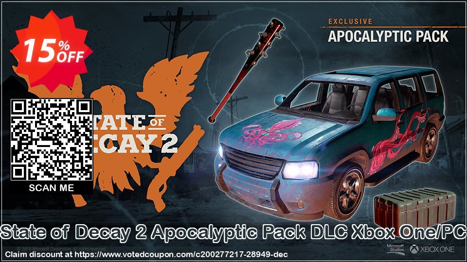 State of Decay 2 Apocalyptic Pack DLC Xbox One/PC Coupon, discount State of Decay 2 Apocalyptic Pack DLC Xbox One/PC Deal. Promotion: State of Decay 2 Apocalyptic Pack DLC Xbox One/PC Exclusive Easter Sale offer 