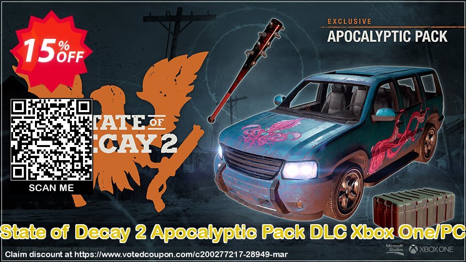 State of Decay 2 Apocalyptic Pack DLC Xbox One/PC Coupon, discount State of Decay 2 Apocalyptic Pack DLC Xbox One/PC Deal. Promotion: State of Decay 2 Apocalyptic Pack DLC Xbox One/PC Exclusive Easter Sale offer 