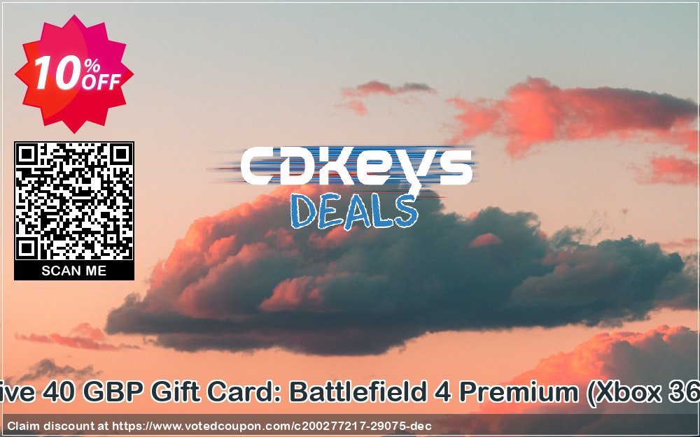 Xbox Live 40 GBP Gift Card: Battlefield 4 Premium, Xbox 360/One  Coupon Code May 2024, 10% OFF - VotedCoupon