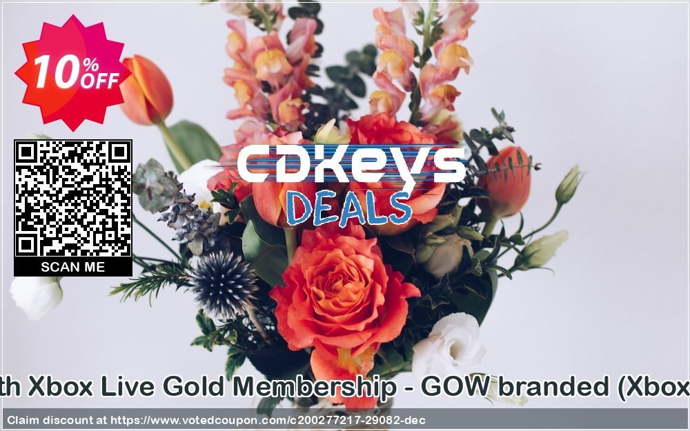 3 + Monthly Xbox Live Gold Membership - GOW branded, Xbox One/360  Coupon, discount 3 + 1 Month Xbox Live Gold Membership - GOW branded (Xbox One/360) Deal. Promotion: 3 + 1 Month Xbox Live Gold Membership - GOW branded (Xbox One/360) Exclusive Easter Sale offer 