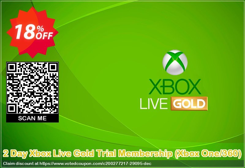 2 Day Xbox Live Gold Trial Membership, Xbox One/360  Coupon, discount 2 Day Xbox Live Gold Trial Membership (Xbox One/360) Deal. Promotion: 2 Day Xbox Live Gold Trial Membership (Xbox One/360) Exclusive Easter Sale offer 