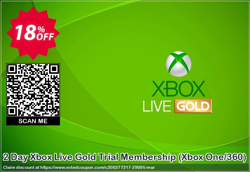 2 Day Xbox Live Gold Trial Membership, Xbox One/360  Coupon, discount 2 Day Xbox Live Gold Trial Membership (Xbox One/360) Deal. Promotion: 2 Day Xbox Live Gold Trial Membership (Xbox One/360) Exclusive Easter Sale offer 