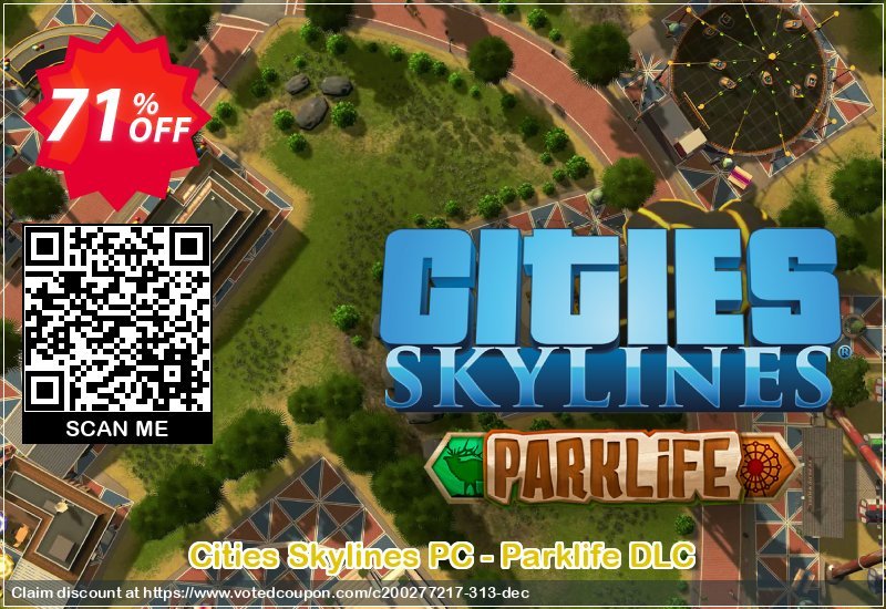 Cities Skylines PC - Parklife DLC Coupon Code Apr 2024, 71% OFF - VotedCoupon
