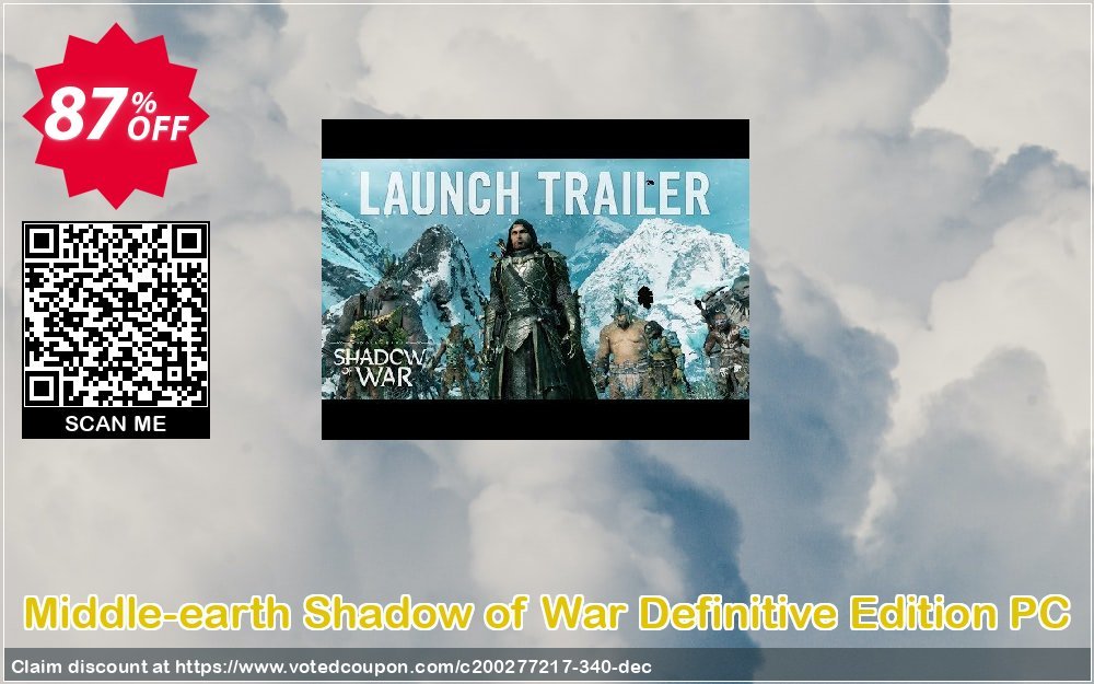 Middle-earth Shadow of War Definitive Edition PC Coupon, discount Middle-earth Shadow of War Definitive Edition PC Deal. Promotion: Middle-earth Shadow of War Definitive Edition PC Exclusive offer 
