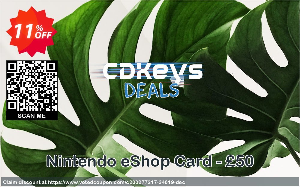 Nintendo eShop Card - £50 Coupon, discount Nintendo eShop Card - £50 Deal 2024 CDkeys. Promotion: Nintendo eShop Card - £50 Exclusive Sale offer 