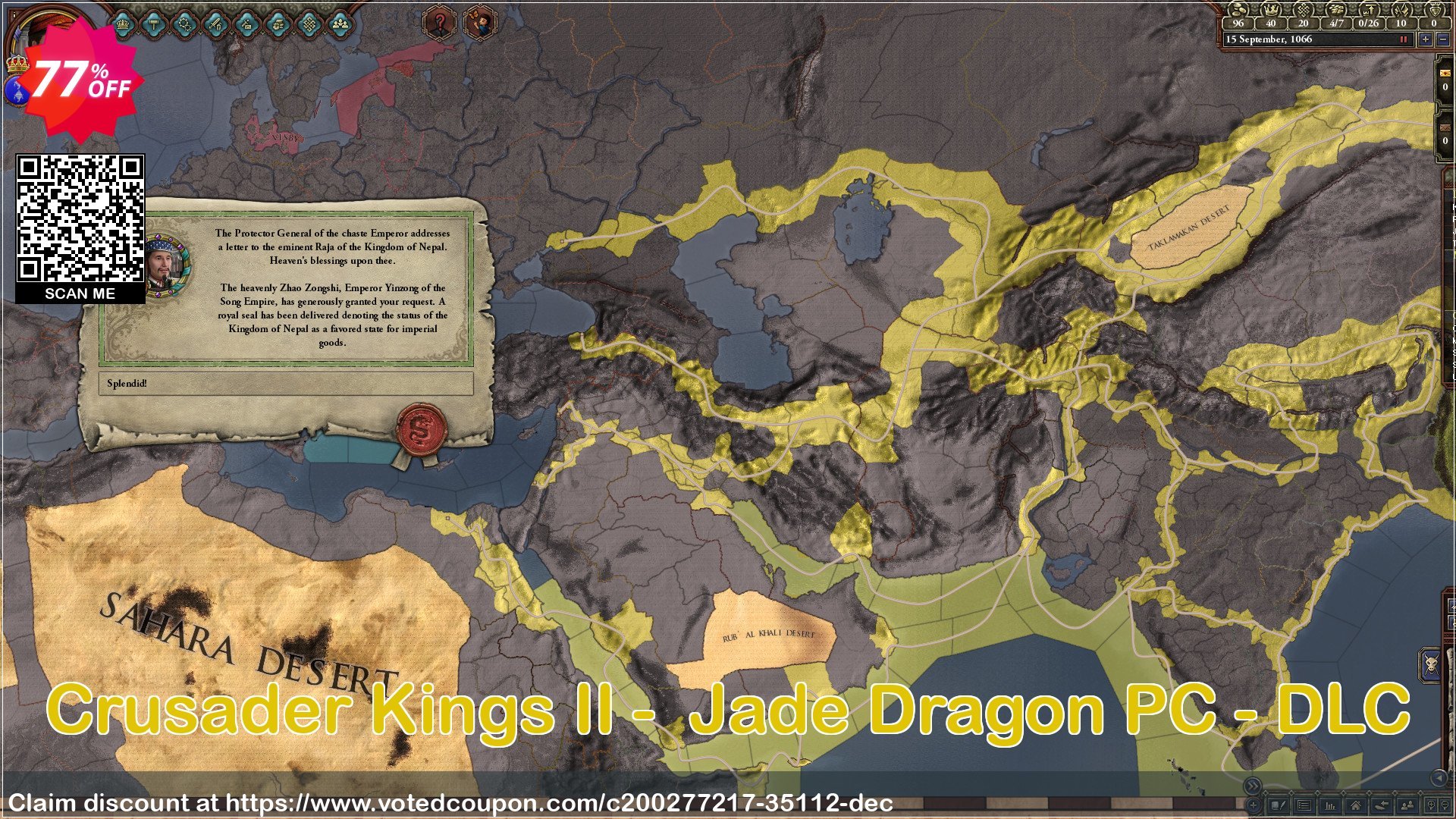 Crusader Kings II -  Jade Dragon PC - DLC Coupon, discount Crusader Kings II -  Jade Dragon PC - DLC Deal 2024 CDkeys. Promotion: Crusader Kings II -  Jade Dragon PC - DLC Exclusive Sale offer 