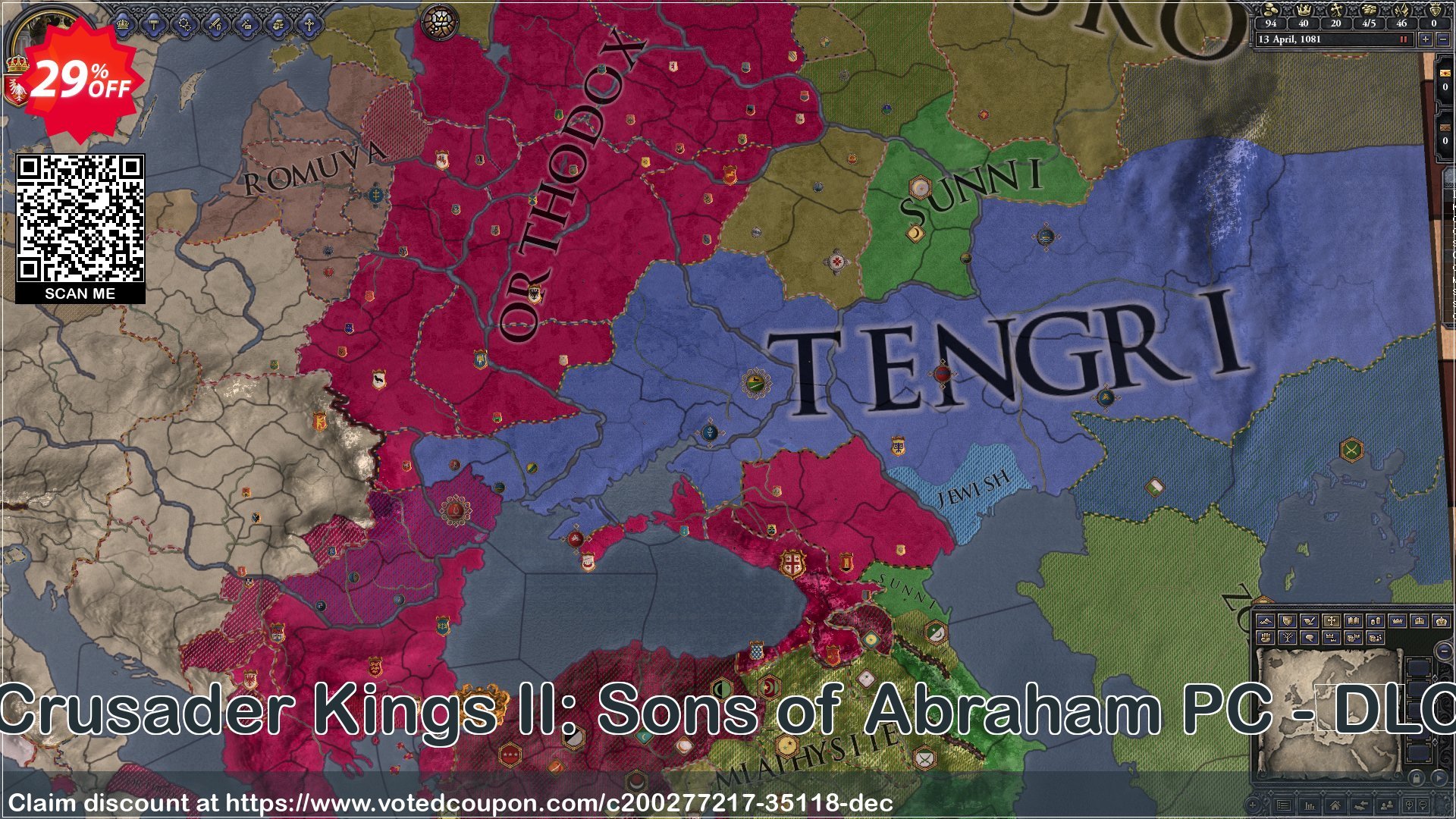 Crusader Kings II: Sons of Abraham PC - DLC Coupon Code Jun 2024, 29% OFF - VotedCoupon