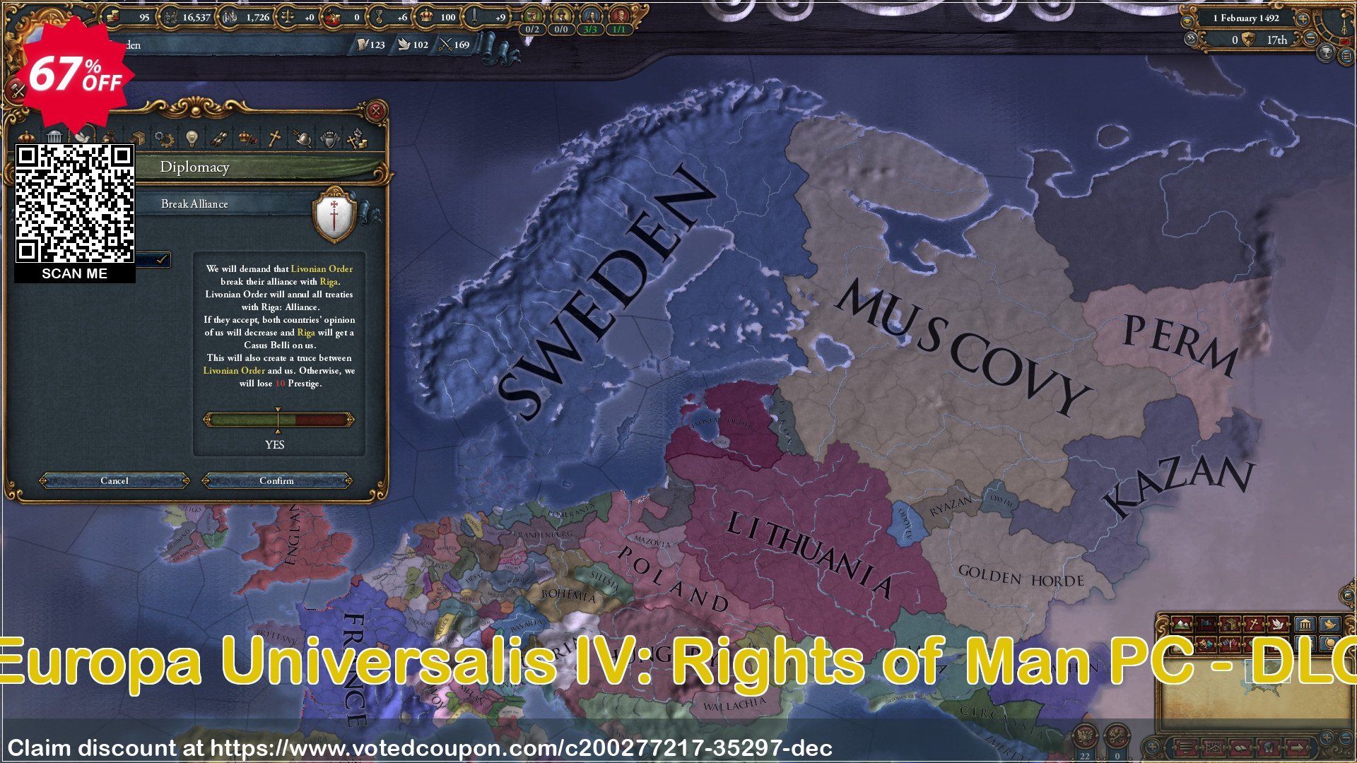 Europa Universalis IV: Rights of Man PC - DLC Coupon Code Apr 2024, 67% OFF - VotedCoupon