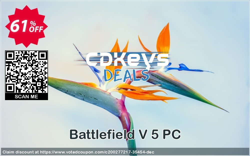 Battlefield V 5 PC Coupon, discount Battlefield V 5 PC Deal 2024 CDkeys. Promotion: Battlefield V 5 PC Exclusive Sale offer 