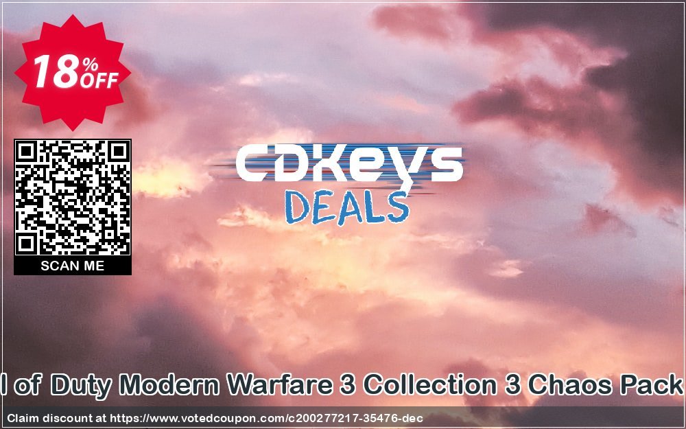 Call of Duty Modern Warfare 3 Collection 3 Chaos Pack PC Coupon, discount Call of Duty Modern Warfare 3 Collection 3 Chaos Pack PC Deal 2024 CDkeys. Promotion: Call of Duty Modern Warfare 3 Collection 3 Chaos Pack PC Exclusive Sale offer 