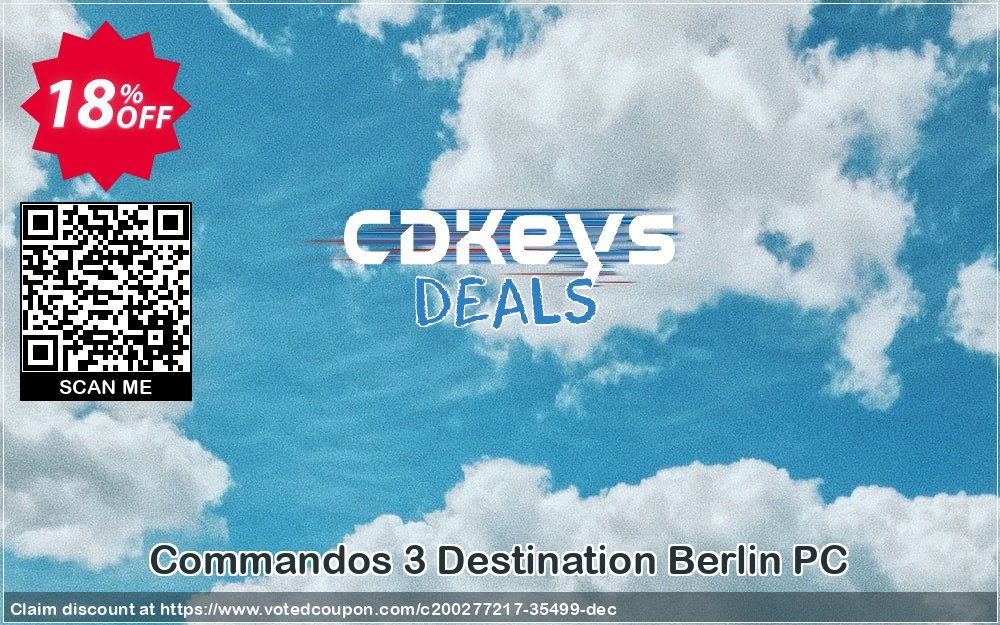 Commandos 3 Destination Berlin PC Coupon, discount Commandos 3 Destination Berlin PC Deal 2024 CDkeys. Promotion: Commandos 3 Destination Berlin PC Exclusive Sale offer 