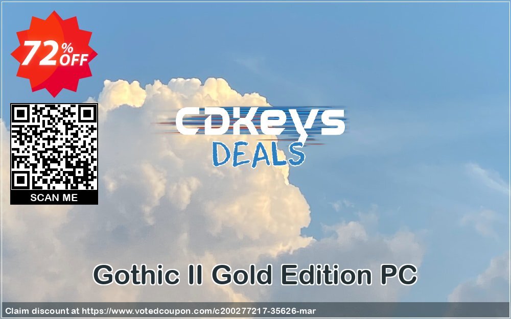 Gothic II Gold Edition PC Coupon, discount Gothic II Gold Edition PC Deal 2024 CDkeys. Promotion: Gothic II Gold Edition PC Exclusive Sale offer 