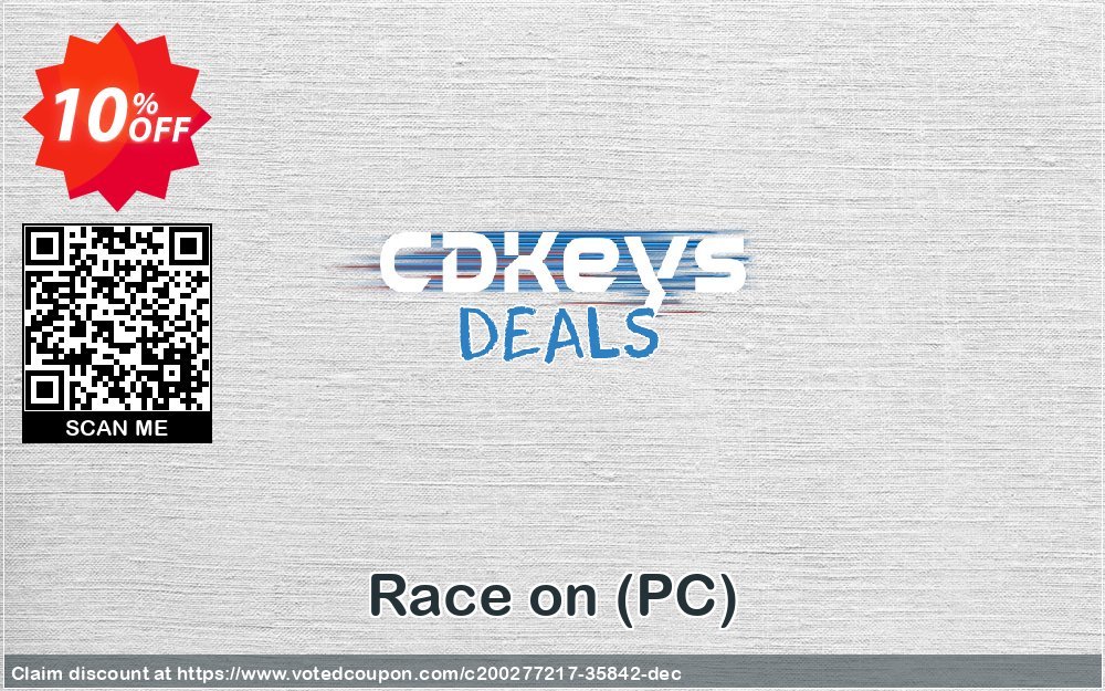 Race on, PC  Coupon, discount Race on (PC) Deal 2024 CDkeys. Promotion: Race on (PC) Exclusive Sale offer 