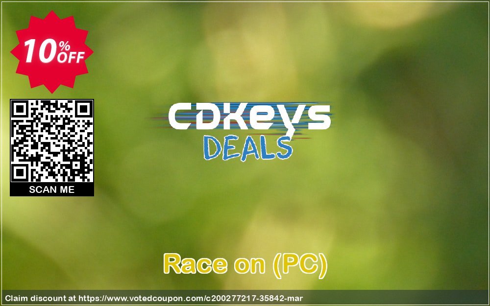 Race on, PC  Coupon, discount Race on (PC) Deal 2024 CDkeys. Promotion: Race on (PC) Exclusive Sale offer 