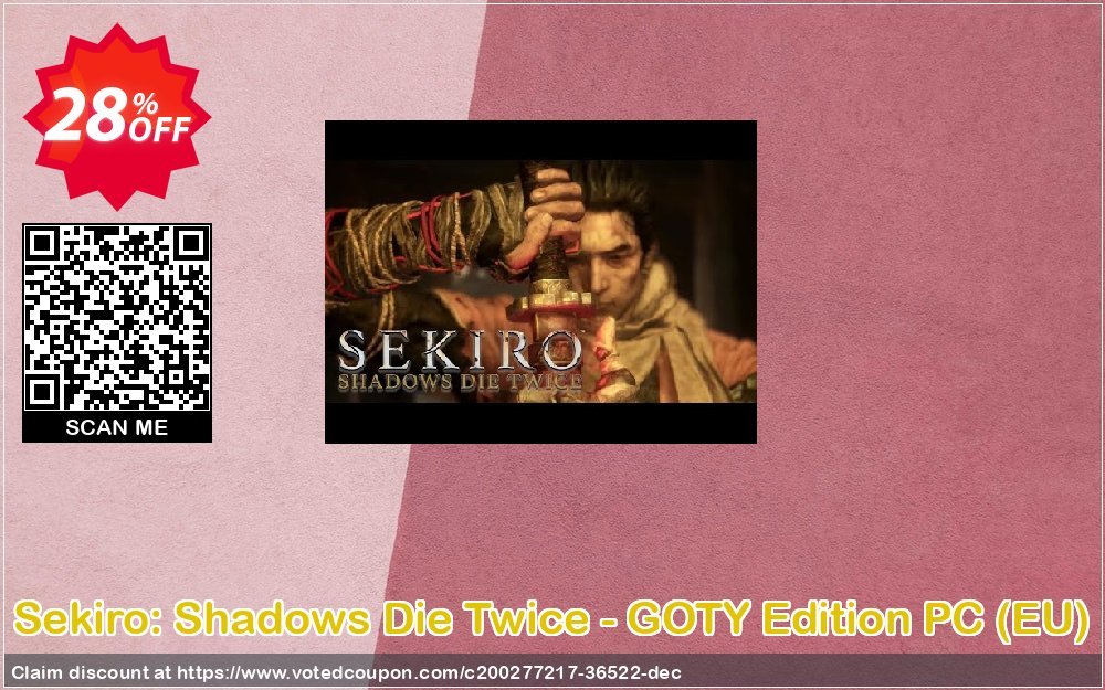 Sekiro: Shadows Die Twice - GOTY Edition PC, EU  Coupon, discount Sekiro: Shadows Die Twice - GOTY Edition PC (EU) Deal 2024 CDkeys. Promotion: Sekiro: Shadows Die Twice - GOTY Edition PC (EU) Exclusive Sale offer 