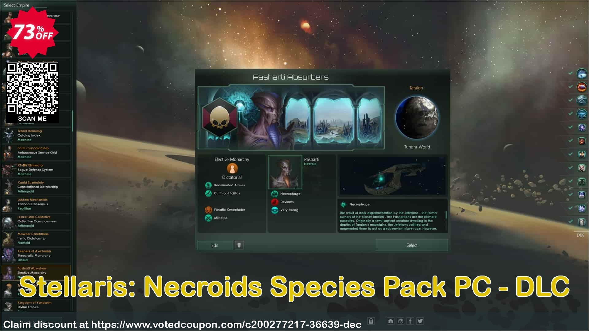 Stellaris: Necroids Species Pack PC - DLC Coupon, discount Stellaris: Necroids Species Pack PC - DLC Deal 2024 CDkeys. Promotion: Stellaris: Necroids Species Pack PC - DLC Exclusive Sale offer 