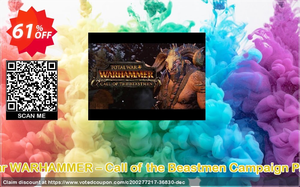 Total War WARHAMMER – Call of the Beastmen Campaign Pack DLC Coupon, discount Total War WARHAMMER – Call of the Beastmen Campaign Pack DLC Deal 2024 CDkeys. Promotion: Total War WARHAMMER – Call of the Beastmen Campaign Pack DLC Exclusive Sale offer 