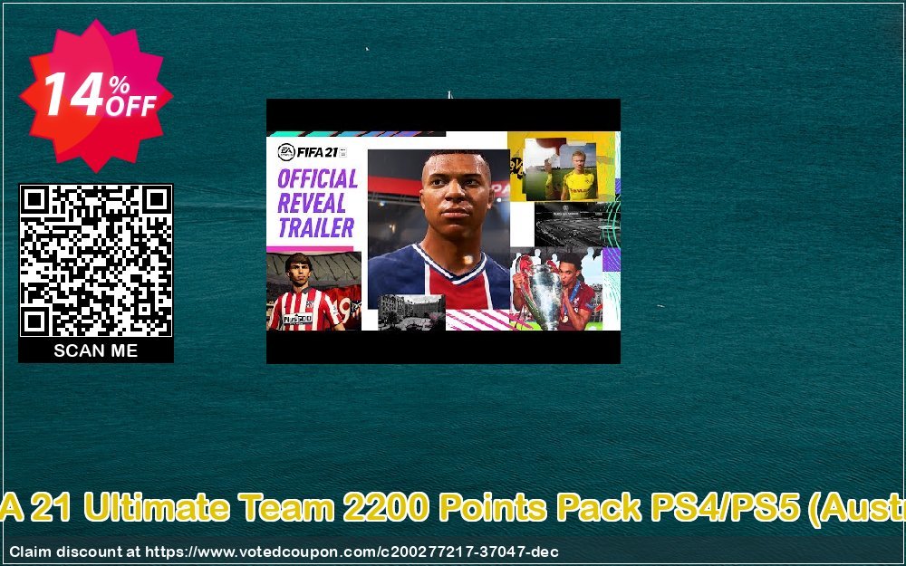 FIFA 21 Ultimate Team 2200 Points Pack PS4/PS5, Austria  Coupon, discount FIFA 21 Ultimate Team 2200 Points Pack PS4/PS5 (Austria) Deal 2024 CDkeys. Promotion: FIFA 21 Ultimate Team 2200 Points Pack PS4/PS5 (Austria) Exclusive Sale offer 