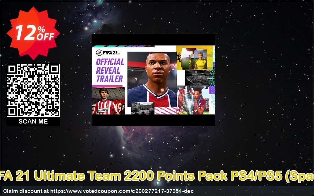 FIFA 21 Ultimate Team 2200 Points Pack PS4/PS5, Spain  Coupon Code May 2024, 12% OFF - VotedCoupon