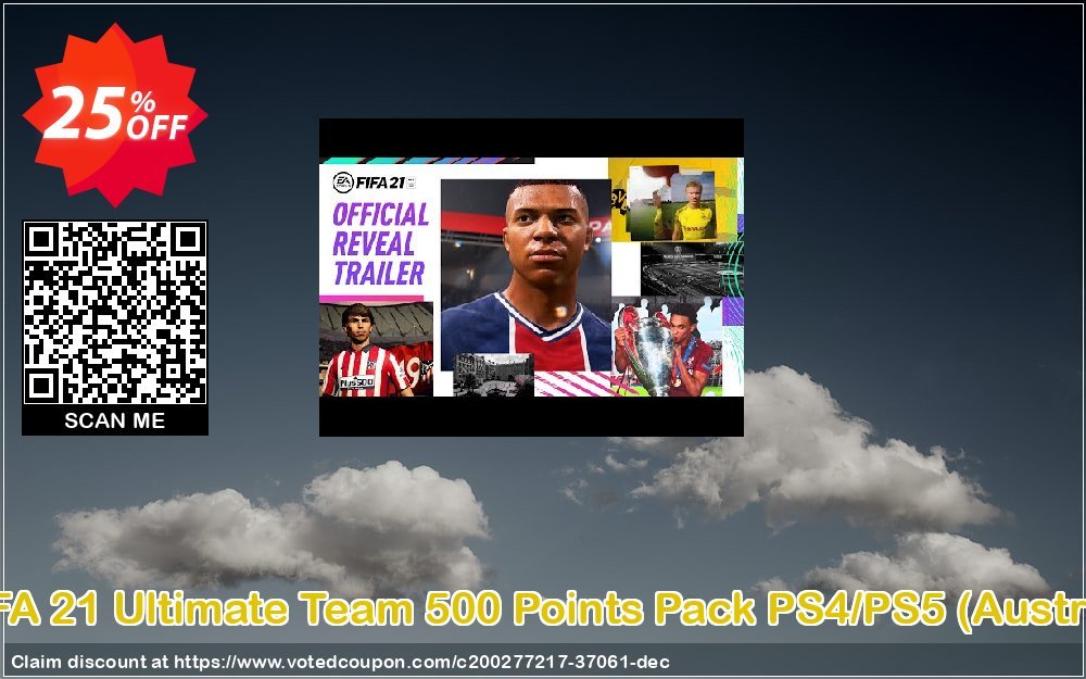 FIFA 21 Ultimate Team 500 Points Pack PS4/PS5, Austria  Coupon, discount FIFA 21 Ultimate Team 500 Points Pack PS4/PS5 (Austria) Deal 2024 CDkeys. Promotion: FIFA 21 Ultimate Team 500 Points Pack PS4/PS5 (Austria) Exclusive Sale offer 