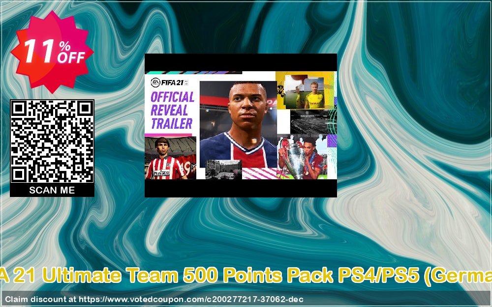 FIFA 21 Ultimate Team 500 Points Pack PS4/PS5, Germany  Coupon, discount FIFA 21 Ultimate Team 500 Points Pack PS4/PS5 (Germany) Deal 2024 CDkeys. Promotion: FIFA 21 Ultimate Team 500 Points Pack PS4/PS5 (Germany) Exclusive Sale offer 