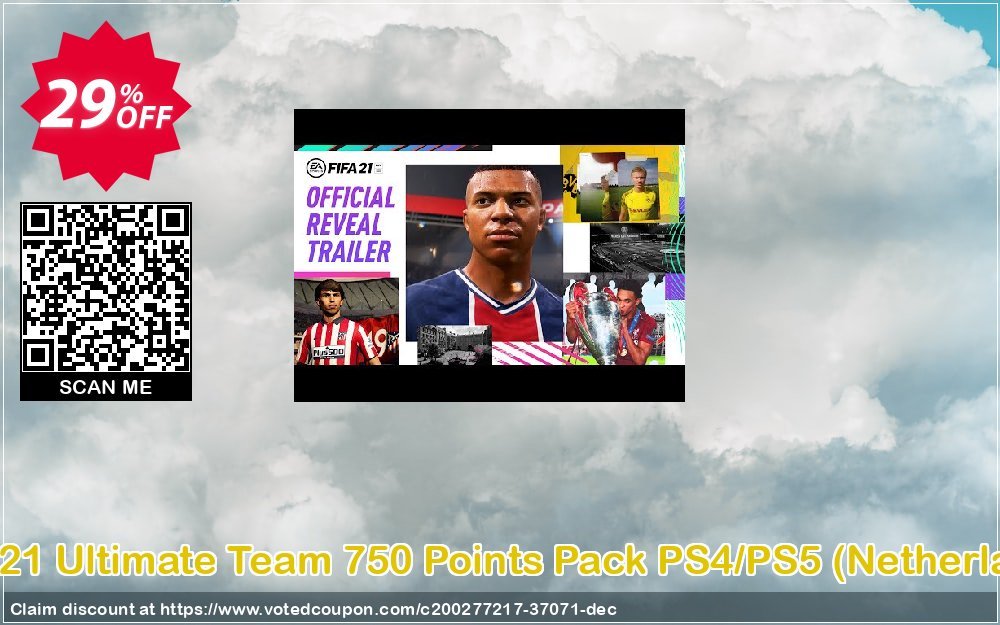 FIFA 21 Ultimate Team 750 Points Pack PS4/PS5, Netherlands  Coupon, discount FIFA 21 Ultimate Team 750 Points Pack PS4/PS5 (Netherlands) Deal 2024 CDkeys. Promotion: FIFA 21 Ultimate Team 750 Points Pack PS4/PS5 (Netherlands) Exclusive Sale offer 