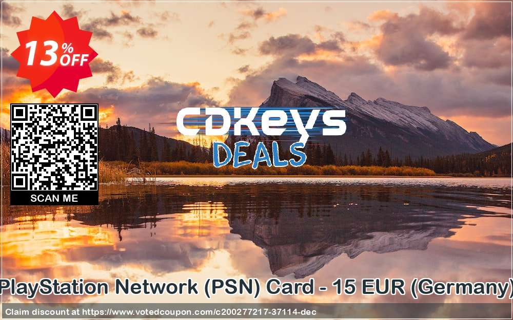 PS Network, PSN Card - 15 EUR, Germany  Coupon, discount PlayStation Network (PSN) Card - 15 EUR (Germany) Deal 2023 CDkeys. Promotion: PlayStation Network (PSN) Card - 15 EUR (Germany) Exclusive Sale offer 