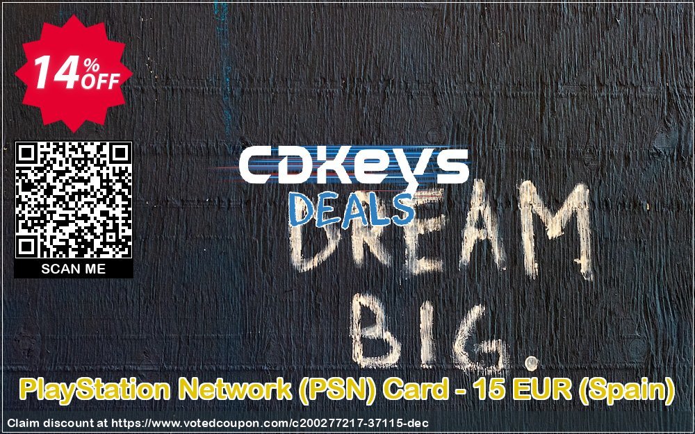 PS Network, PSN Card - 15 EUR, Spain  Coupon, discount PlayStation Network (PSN) Card - 15 EUR (Spain) Deal 2024 CDkeys. Promotion: PlayStation Network (PSN) Card - 15 EUR (Spain) Exclusive Sale offer 