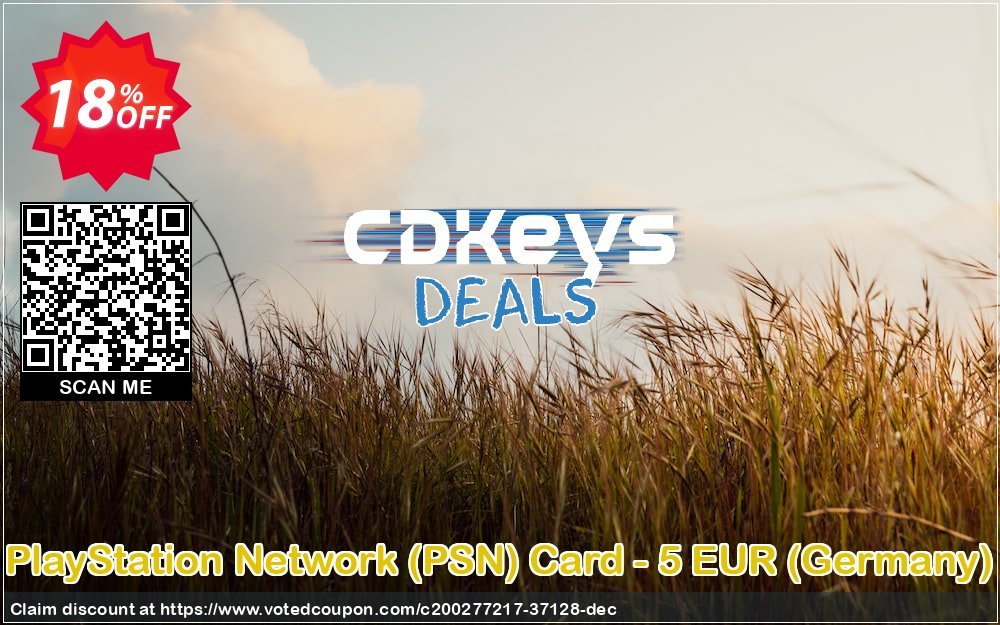 PS Network, PSN Card - 5 EUR, Germany  Coupon, discount PlayStation Network (PSN) Card - 5 EUR (Germany) Deal 2024 CDkeys. Promotion: PlayStation Network (PSN) Card - 5 EUR (Germany) Exclusive Sale offer 