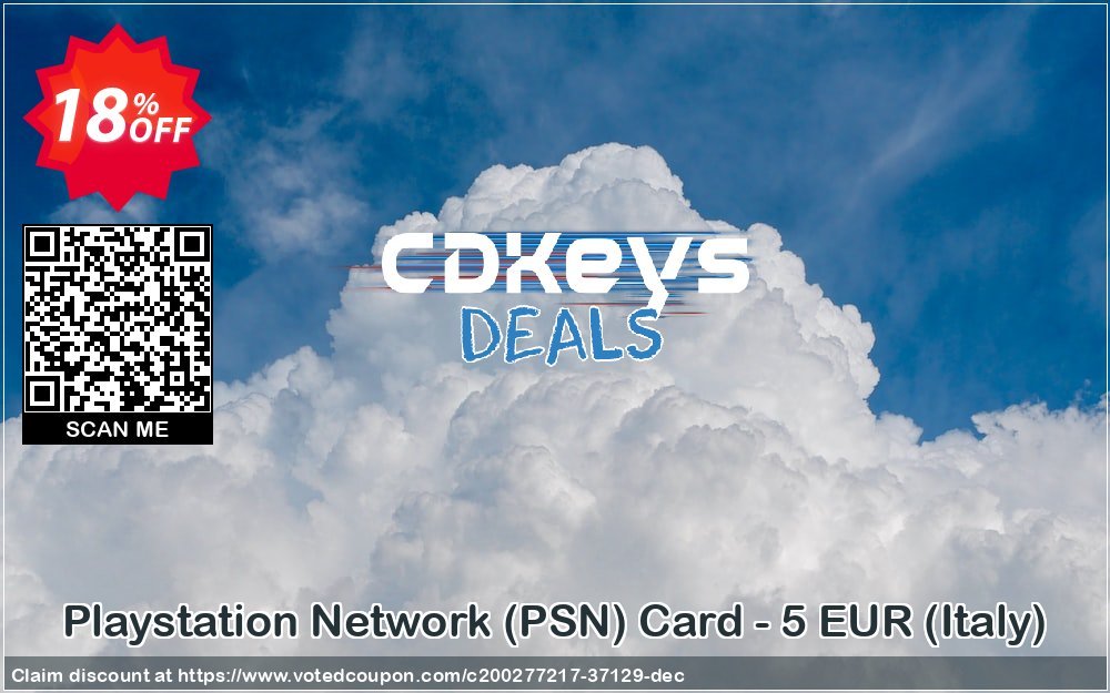 PS Network, PSN Card - 5 EUR, Italy  Coupon, discount Playstation Network (PSN) Card - 5 EUR (Italy) Deal 2024 CDkeys. Promotion: Playstation Network (PSN) Card - 5 EUR (Italy) Exclusive Sale offer 