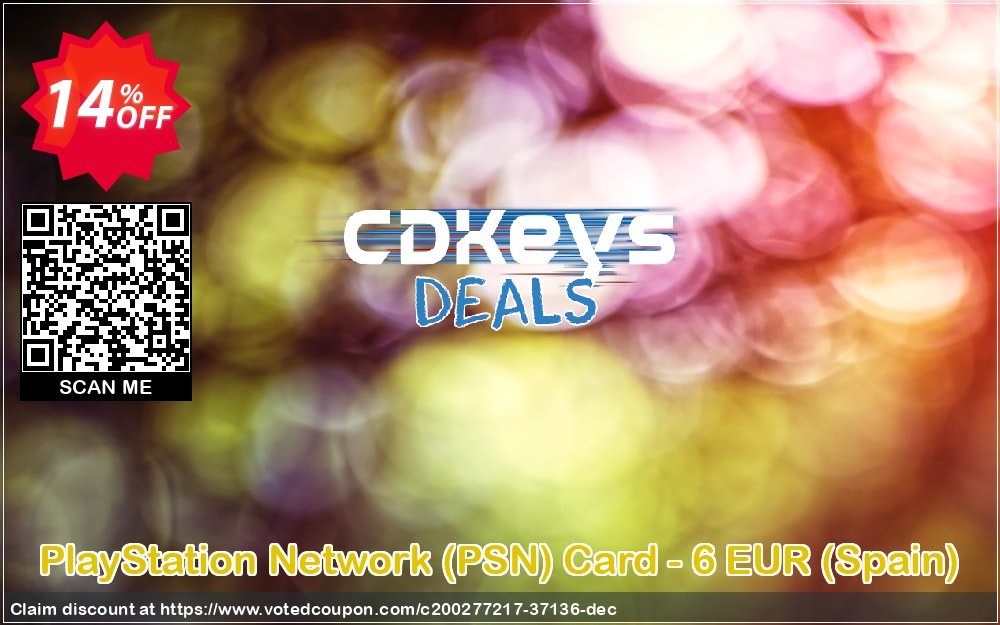 PS Network, PSN Card - 6 EUR, Spain  Coupon, discount PlayStation Network (PSN) Card - 6 EUR (Spain) Deal 2024 CDkeys. Promotion: PlayStation Network (PSN) Card - 6 EUR (Spain) Exclusive Sale offer 