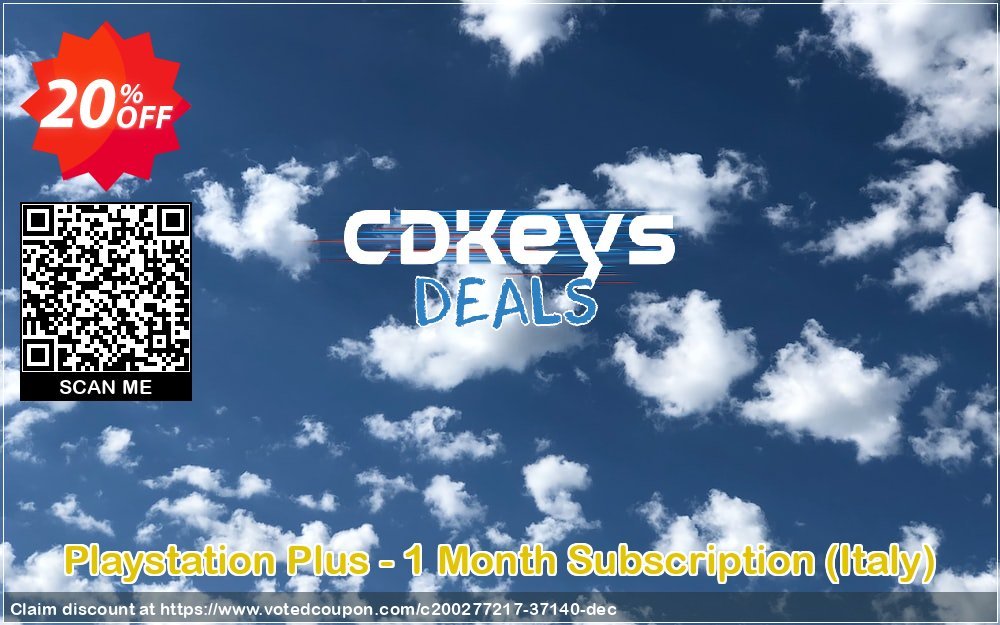 PS Plus - Monthly Subscription, Italy  Coupon, discount Playstation Plus - 1 Month Subscription (Italy) Deal 2023 CDkeys. Promotion: Playstation Plus - 1 Month Subscription (Italy) Exclusive Sale offer 