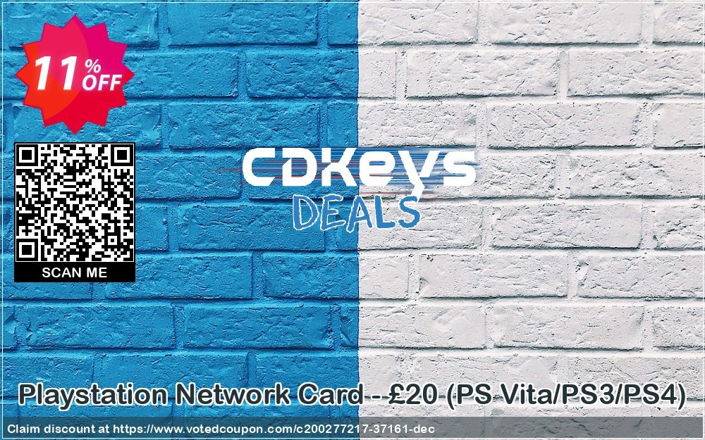 PS Network Card - £20, PS Vita/PS3/PS4  Coupon Code Apr 2024, 11% OFF - VotedCoupon