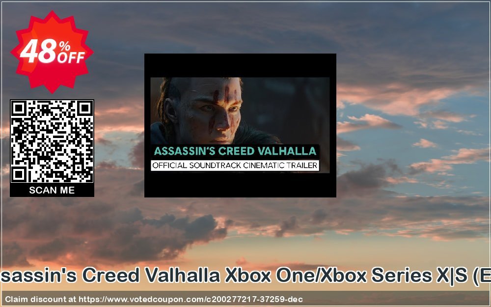 Assassin&#039;s Creed Valhalla Xbox One/Xbox Series X|S, EU  Coupon, discount Assassin's Creed Valhalla Xbox One/Xbox Series X|S (EU) Deal 2024 CDkeys. Promotion: Assassin's Creed Valhalla Xbox One/Xbox Series X|S (EU) Exclusive Sale offer 