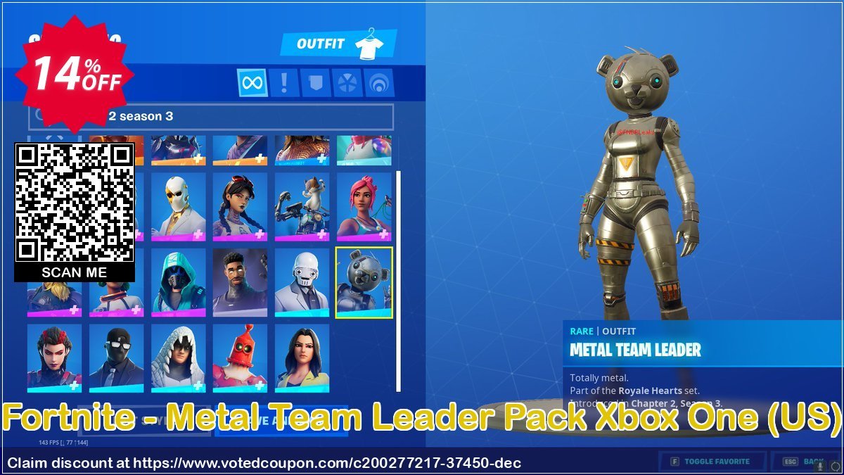 Fortnite - Metal Team Leader Pack Xbox One, US  Coupon, discount Fortnite - Metal Team Leader Pack Xbox One (US) Deal 2024 CDkeys. Promotion: Fortnite - Metal Team Leader Pack Xbox One (US) Exclusive Sale offer 