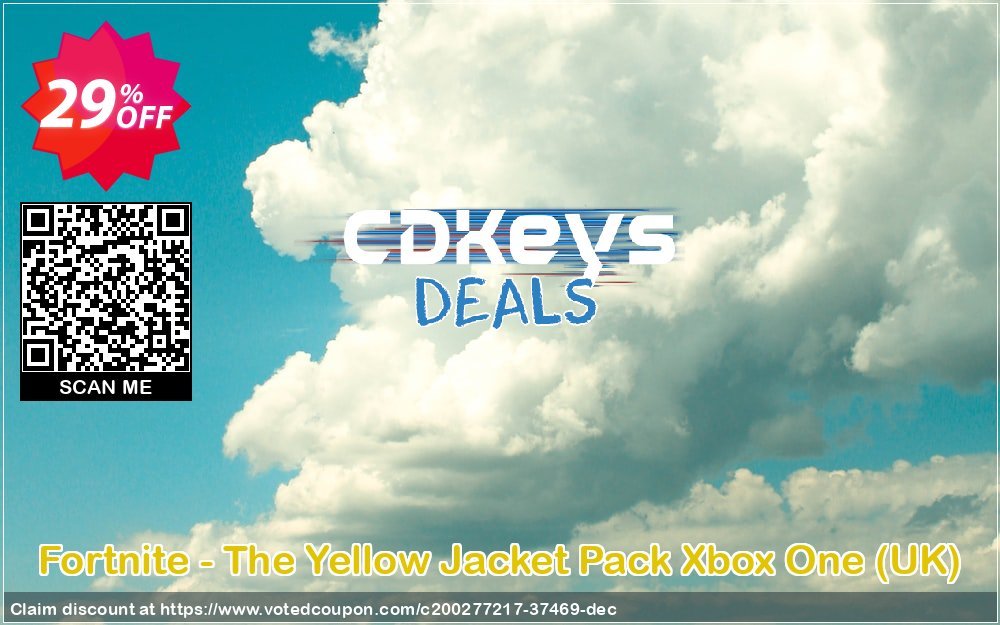 Fortnite - The Yellow Jacket Pack Xbox One, UK  Coupon, discount Fortnite - The Yellow Jacket Pack Xbox One (UK) Deal 2024 CDkeys. Promotion: Fortnite - The Yellow Jacket Pack Xbox One (UK) Exclusive Sale offer 