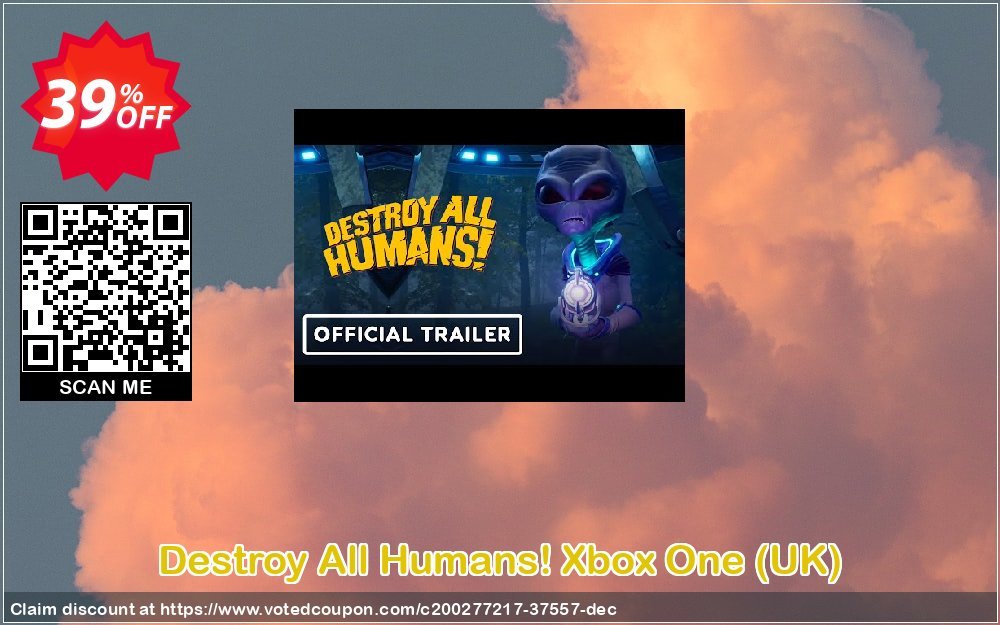 Destroy All Humans! Xbox One, UK  Coupon, discount Destroy All Humans! Xbox One (UK) Deal 2024 CDkeys. Promotion: Destroy All Humans! Xbox One (UK) Exclusive Sale offer 