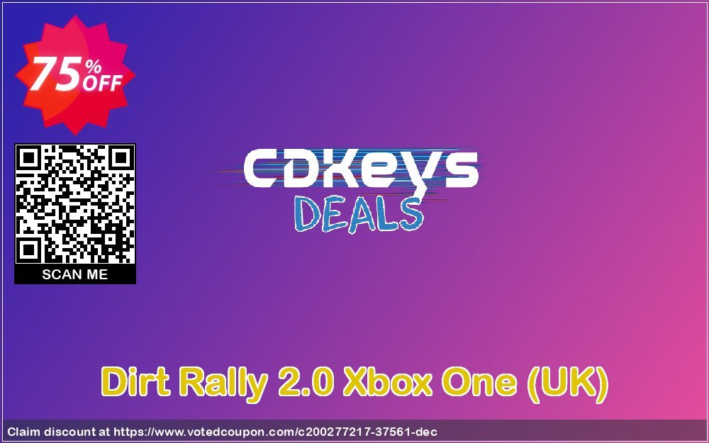 Dirt Rally 2.0 Xbox One, UK  Coupon, discount Dirt Rally 2.0 Xbox One (UK) Deal 2024 CDkeys. Promotion: Dirt Rally 2.0 Xbox One (UK) Exclusive Sale offer 