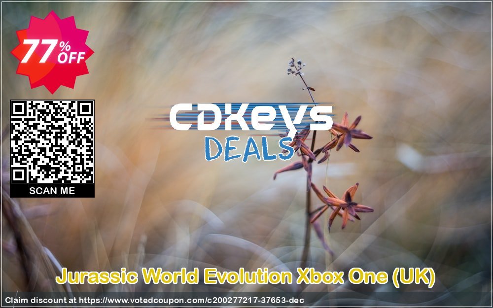 Jurassic World Evolution Xbox One, UK  Coupon, discount Jurassic World Evolution Xbox One (UK) Deal 2023 CDkeys. Promotion: Jurassic World Evolution Xbox One (UK) Exclusive Sale offer 