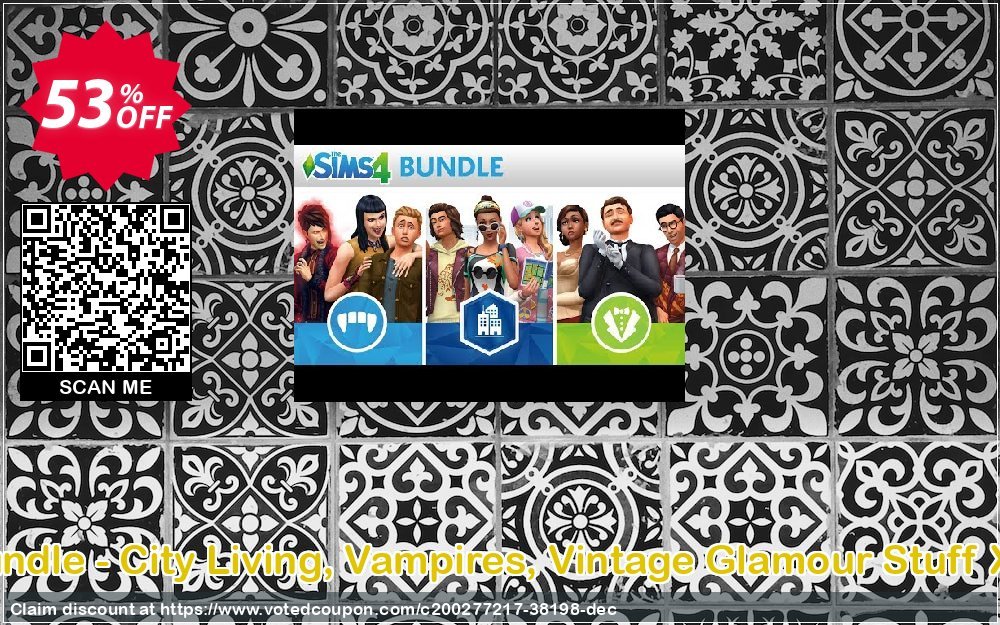The Sims 4 Bundle - City Living, Vampires, Vintage Glamour Stuff Xbox One, UK  Coupon, discount The Sims 4 Bundle - City Living, Vampires, Vintage Glamour Stuff Xbox One (UK) Deal 2024 CDkeys. Promotion: The Sims 4 Bundle - City Living, Vampires, Vintage Glamour Stuff Xbox One (UK) Exclusive Sale offer 