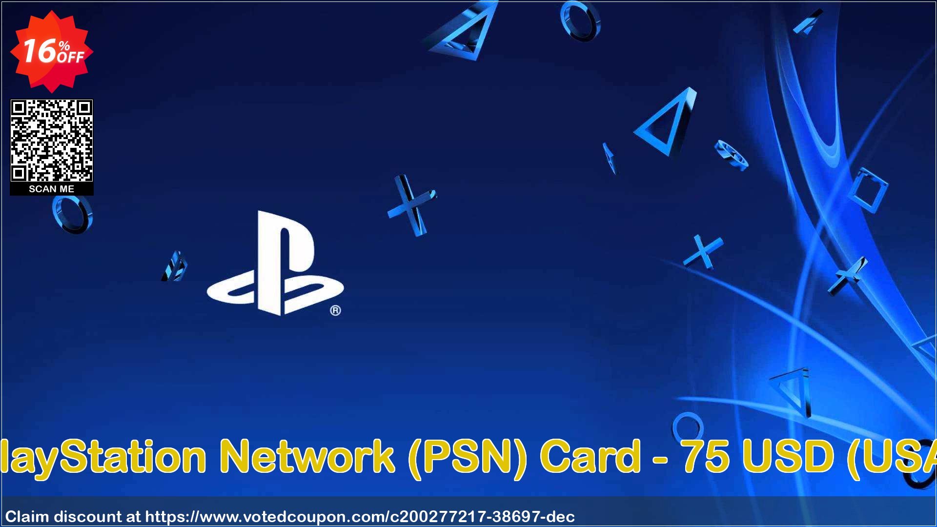 PS Network, PSN Card - 75 USD, USA  Coupon, discount PlayStation Network (PSN) Card - 75 USD (USA) Deal 2024 CDkeys. Promotion: PlayStation Network (PSN) Card - 75 USD (USA) Exclusive Sale offer 
