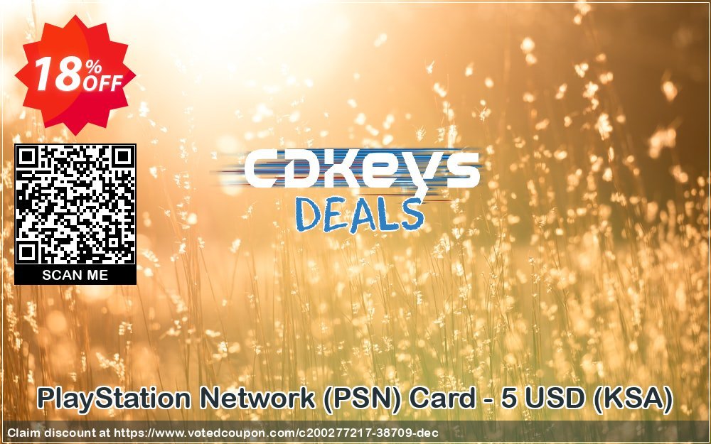 PS Network, PSN Card - 5 USD, KSA  Coupon, discount PlayStation Network (PSN) Card - 5 USD (KSA) Deal 2024 CDkeys. Promotion: PlayStation Network (PSN) Card - 5 USD (KSA) Exclusive Sale offer 