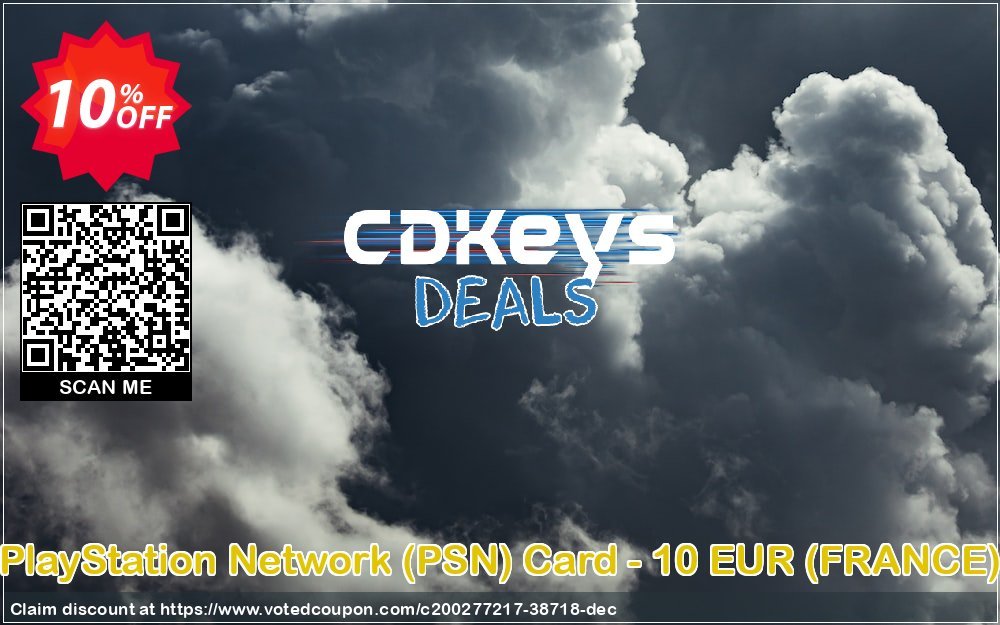 PS Network, PSN Card - 10 EUR, FRANCE  Coupon, discount PlayStation Network (PSN) Card - 10 EUR (FRANCE) Deal 2023 CDkeys. Promotion: PlayStation Network (PSN) Card - 10 EUR (FRANCE) Exclusive Sale offer 