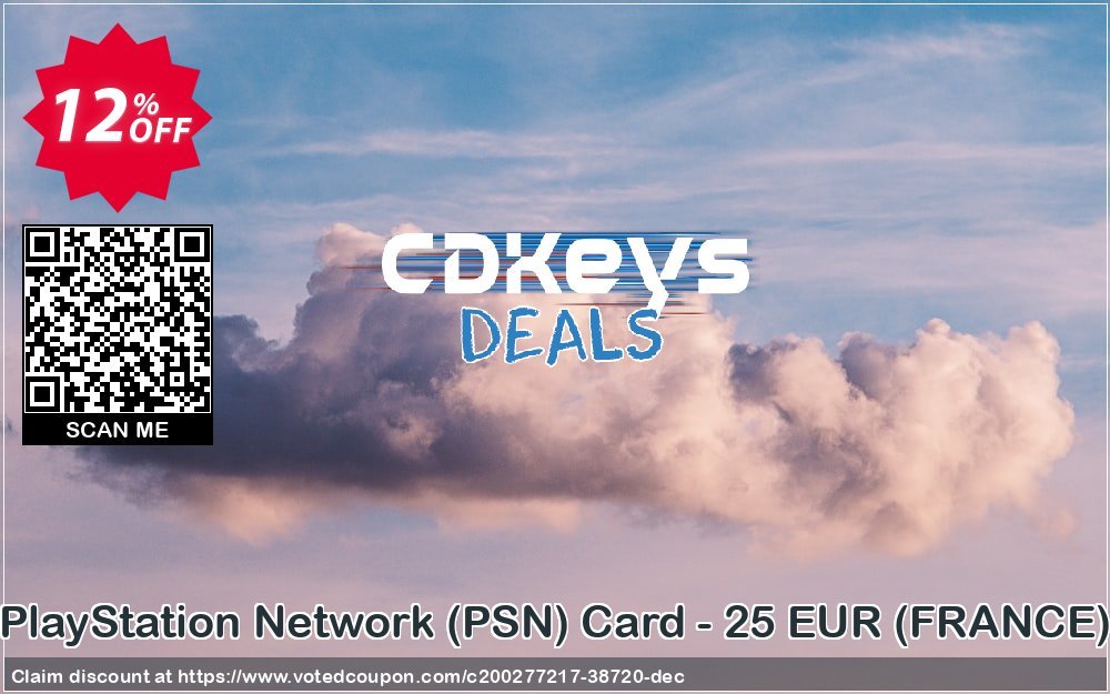 PS Network, PSN Card - 25 EUR, FRANCE  Coupon, discount PlayStation Network (PSN) Card - 25 EUR (FRANCE) Deal 2023 CDkeys. Promotion: PlayStation Network (PSN) Card - 25 EUR (FRANCE) Exclusive Sale offer 