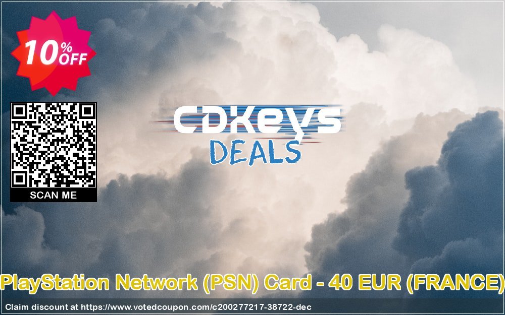 PS Network, PSN Card - 40 EUR, FRANCE  Coupon, discount PlayStation Network (PSN) Card - 40 EUR (FRANCE) Deal 2024 CDkeys. Promotion: PlayStation Network (PSN) Card - 40 EUR (FRANCE) Exclusive Sale offer 