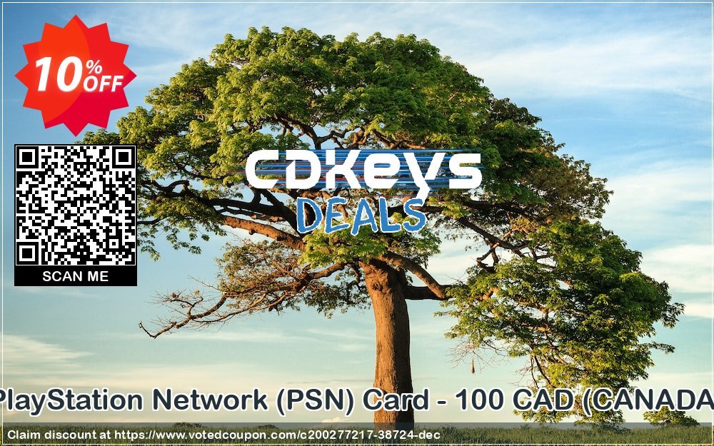 PS Network, PSN Card - 100 CAD, CANADA  Coupon Code Apr 2024, 10% OFF - VotedCoupon