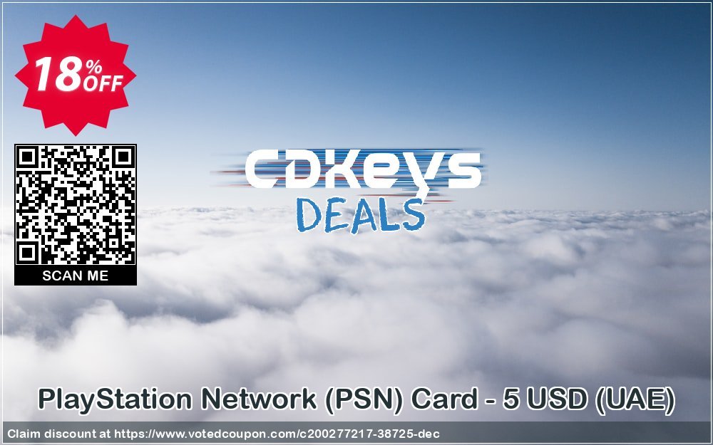 PS Network, PSN Card - 5 USD, UAE  Coupon, discount PlayStation Network (PSN) Card - 5 USD (UAE) Deal 2024 CDkeys. Promotion: PlayStation Network (PSN) Card - 5 USD (UAE) Exclusive Sale offer 