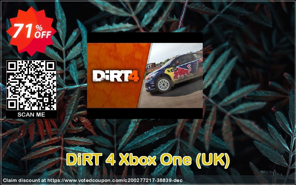 DiRT 4 Xbox One, UK  Coupon, discount DiRT 4 Xbox One (UK) Deal 2024 CDkeys. Promotion: DiRT 4 Xbox One (UK) Exclusive Sale offer 