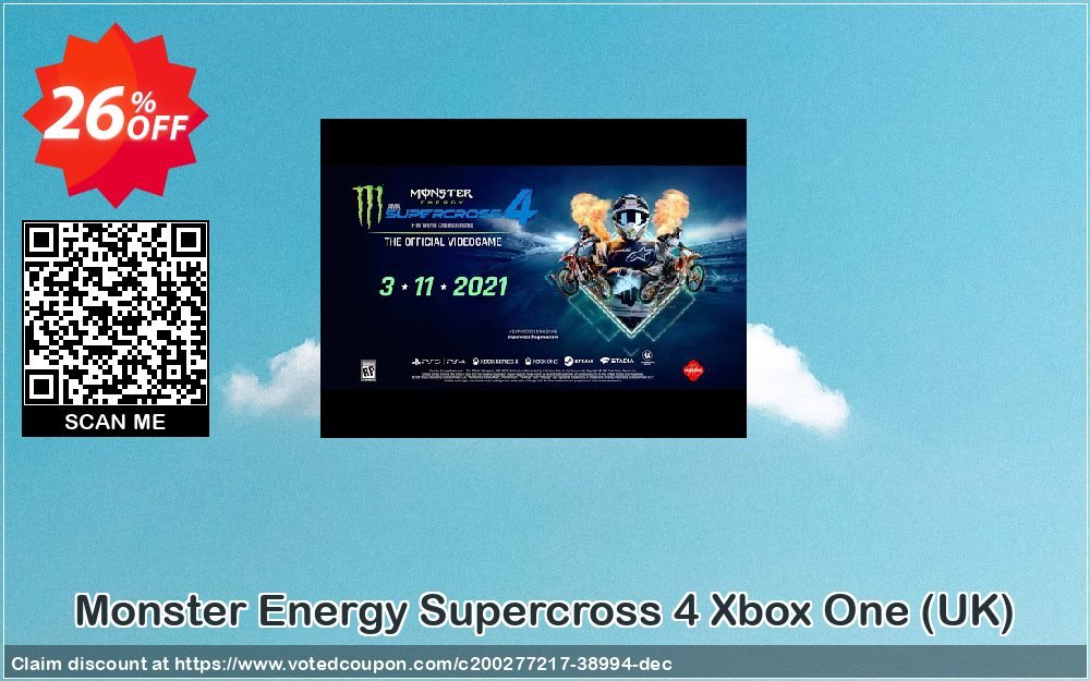 Monster Energy Supercross 4 Xbox One, UK  Coupon, discount Monster Energy Supercross 4 Xbox One (UK) Deal 2024 CDkeys. Promotion: Monster Energy Supercross 4 Xbox One (UK) Exclusive Sale offer 