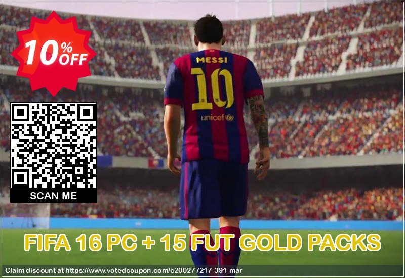 FIFA 16 PC + 15 FUT GOLD PACKS Coupon, discount FIFA 16 PC + 15 FUT GOLD PACKS Deal. Promotion: FIFA 16 PC + 15 FUT GOLD PACKS Exclusive offer 